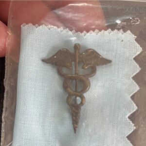 Source Unknown Bronze Caduceus Pin